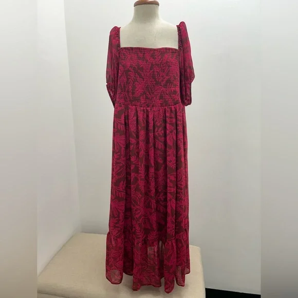 Torrid Burgundy Floral Maxi Dress - Picture 1 of 7
